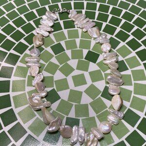 16” Baroque Freshwater Pearl Necklace 43.9g Large Irregular Pearls Sterling 925